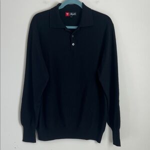 SHEPHE 100% Cashmere Long‎ Sleeve Polo Sweater Men’s Large Black